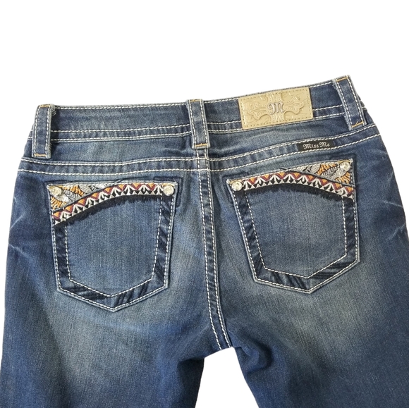 MISS ME Signature Boot Denim Jeans Size 27 Embroidered Rhinestone Bling - Picture 5 of 15